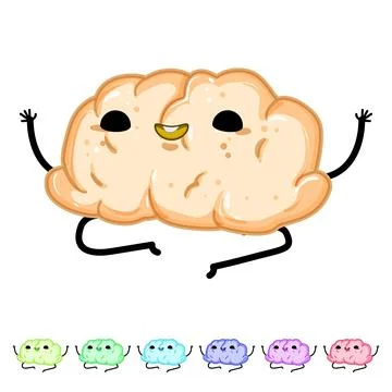 Cute brain character cartoon vector graphic Stock Illustration
