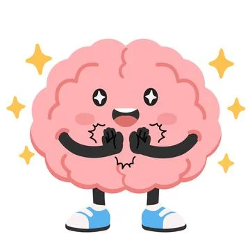 Cute Brain Character Clapping Hands Stock Illustration