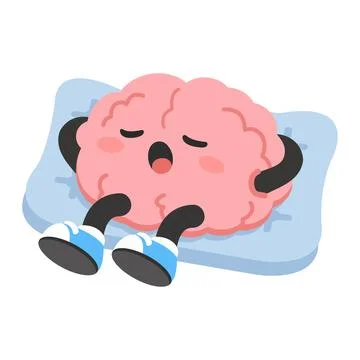 Cute Brain Character Sleeping on Pillow Stock Illustration