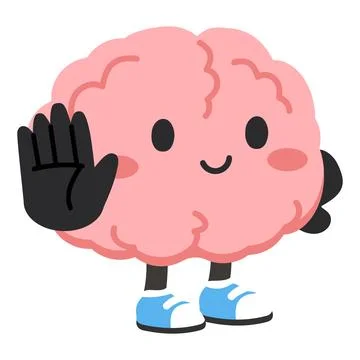 Cute Brain Character Waving Hello Cheerfully 스톡 일러스트