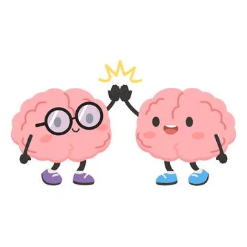 Cute Brain Characters Giving High Five Stock Illustration