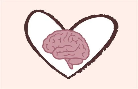 Cute brain in heart.  Stock Illustration
