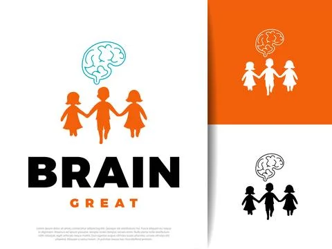 Cute Brain Icon for Children, Flat Design Concept for Education and Creativit Stock-Illustration