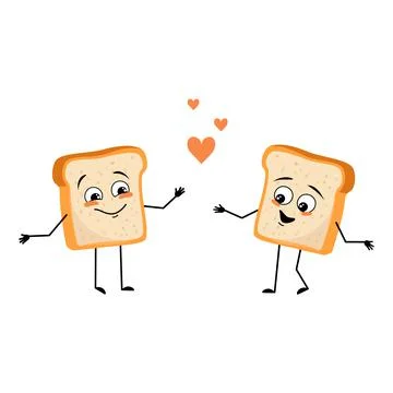 Cute bread character with love emotions Stock Illustration