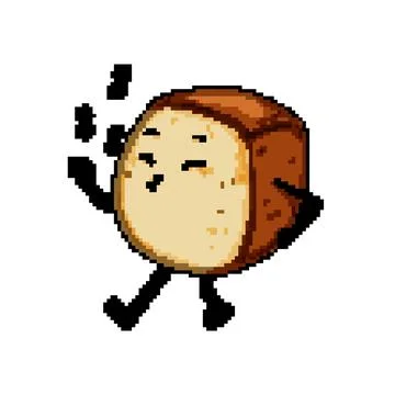 Cute bread character pixel art vector illustration Stock Illustration