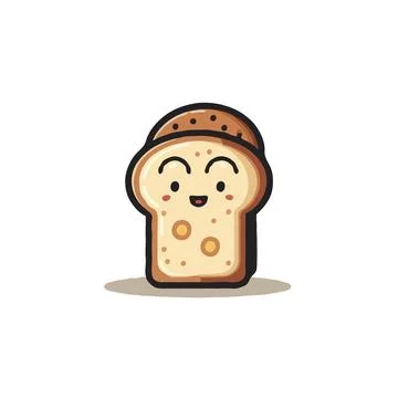 Cute Bread Slice Cartoon Character Stock Illustration