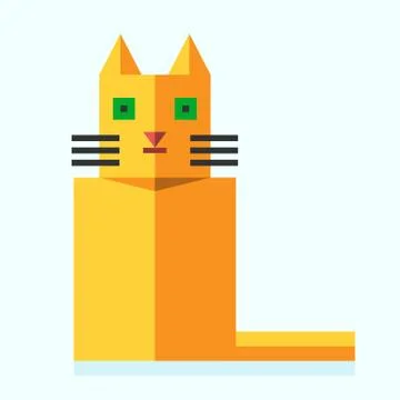 Cute bright flat cat Stock Illustration