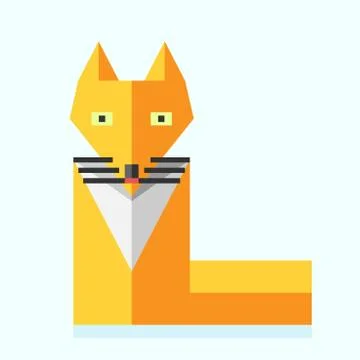 Cute bright flat fox Stock Illustration