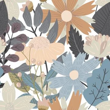 Cute bright floral pattern with mess of flowers Stock Illustration