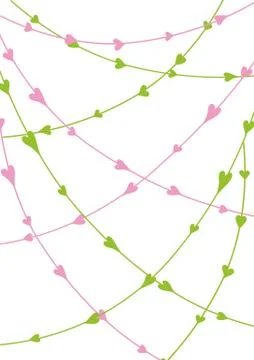 Cute bright pattern with hearts in green, pink and white colors. Natural vect Stock Illustration