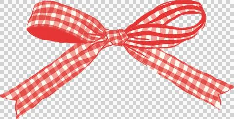 Cute Bright Red Gingham Ribbon Bow Illustration Stock Illustration
