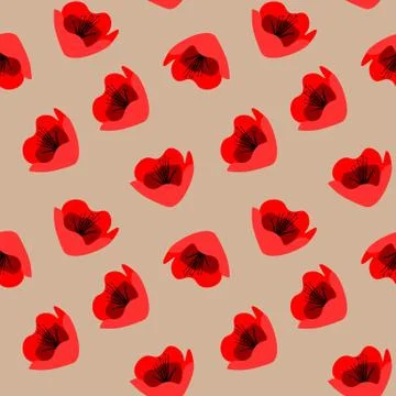 Cute bright seamless pattern with poppies Stock Illustration