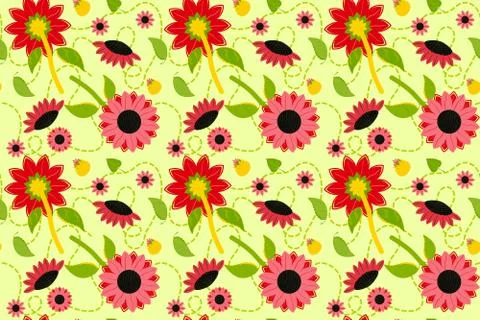 Cute bright sunflower seamless pattern Stock Illustration