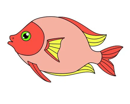 Cute bright tropical fish - vector image, illustration for children. Illustrazione stock