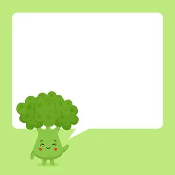 Cute Broccoli with Speech Bubbles Stock Illustration