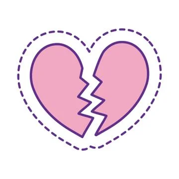 Cute broken heart patch line and fill style icon vector design Illustrazione stock