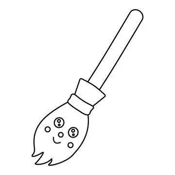 Cute broom, doodle style flat vector outline for coloring book Illustration