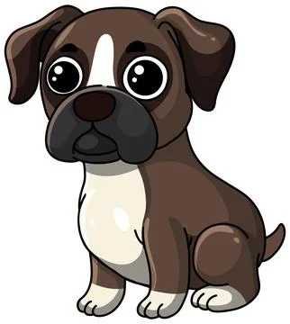 Cute Brown and White Boxer Puppy Vector Illustration on White Background Stock Illustration