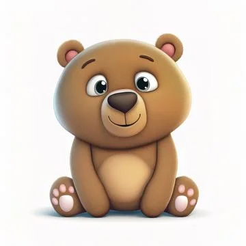 Cute brown bear, 3d render. Stock Illustration