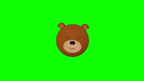 Cute Brown Bear Character Head Blinking Animation 4K Video Stockbeeldmateriaal 333598936