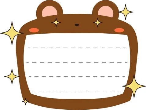 Cute brown Bear noteboard Stock Illustration