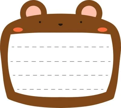 Cute brown Bear noteboard Stock Illustration