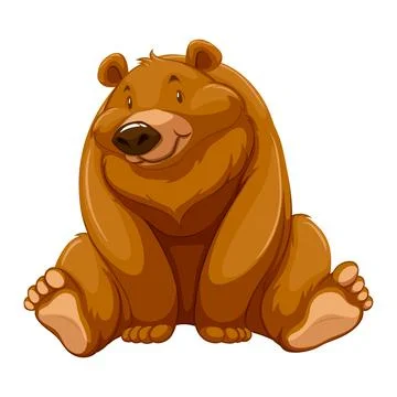 Cute Brown Bear Sitting Alone Stock Illustration
