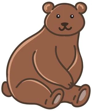 Cute Brown Bear Sitting Vector Cartoon Illustration Stock Illustration