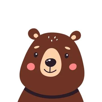 Cute brown bear on a white isolated background, vector illustration Stock Illustration