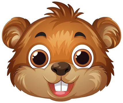 Cute Brown Beaver Head Vector Illustration with Smiling Expression Stock Illustration