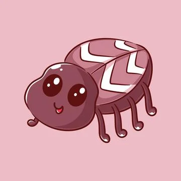 Cute brown beetle is walking and smiling Stock Illustration