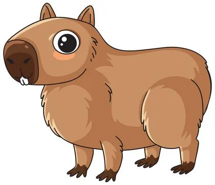 Cute Brown Capybara Vector Illustration Isolated on White Background Stock Illustration