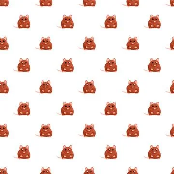 Cute brown cartoon mouse seamless pattern background Stock Illustration