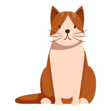 Cute brown cat sitting calmly and looking forward Stock Illustration