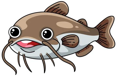 Cute Brown Catfish Vector Illustration Isolated on White Background Stock Illustration