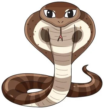 Cute Brown Cobra Snake Vector Illustration Isolated on White Background Stock Illustration