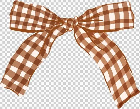 Cute Brown Gingham Ribbon Bow Illustration Stock Illustration