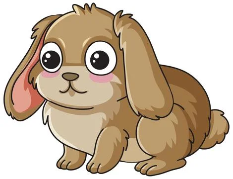 Cute Brown Lop Eared Rabbit Vector Illustration on White Background Stock Illustration