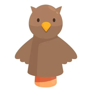 Cute brown owl hand puppet spreading its wings Stock Illustration