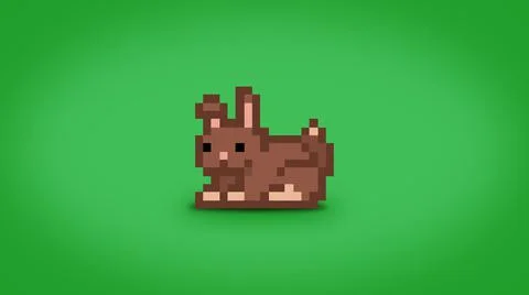 Cute brown pixel rabbit background - high res 8 bit wallpaper Stock Illustration