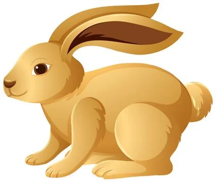 Cute Brown Rabbit Vector Illustration Isolated on White Background Stock Illustration