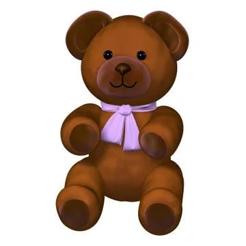     Cute brown rendered plush teddy bear on white background  Stock Illustration