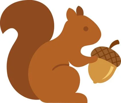 Cute Brown Squirrel Holding Big Acorn 스톡 일러스트