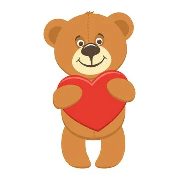 Cute brown Teddy bear with a big heart.  Stock Illustration