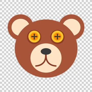 A cute brown teddy bear head with button eyes Stock Illustration