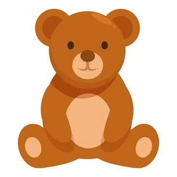 Cute brown teddy bear sitting down on white background Stock Illustration
