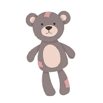Cute Brown Teddy bear toy. Isolated on white background Stock Illustration