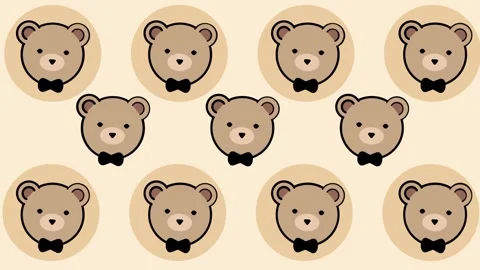 Cute Brown Teddy Bears Crowd Pattern Stock Footage 336836956
