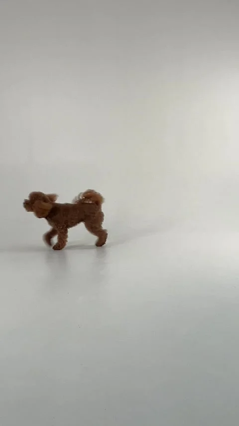 A Cute Brown Toy Creature Playfully Walking on a Smooth Surface with Delightful Stock Footage 305402151