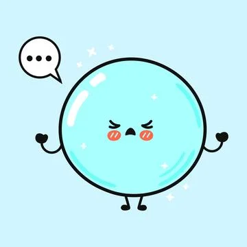 Cute bubble character with an angry expression and a thought bubble Illustrazione stock